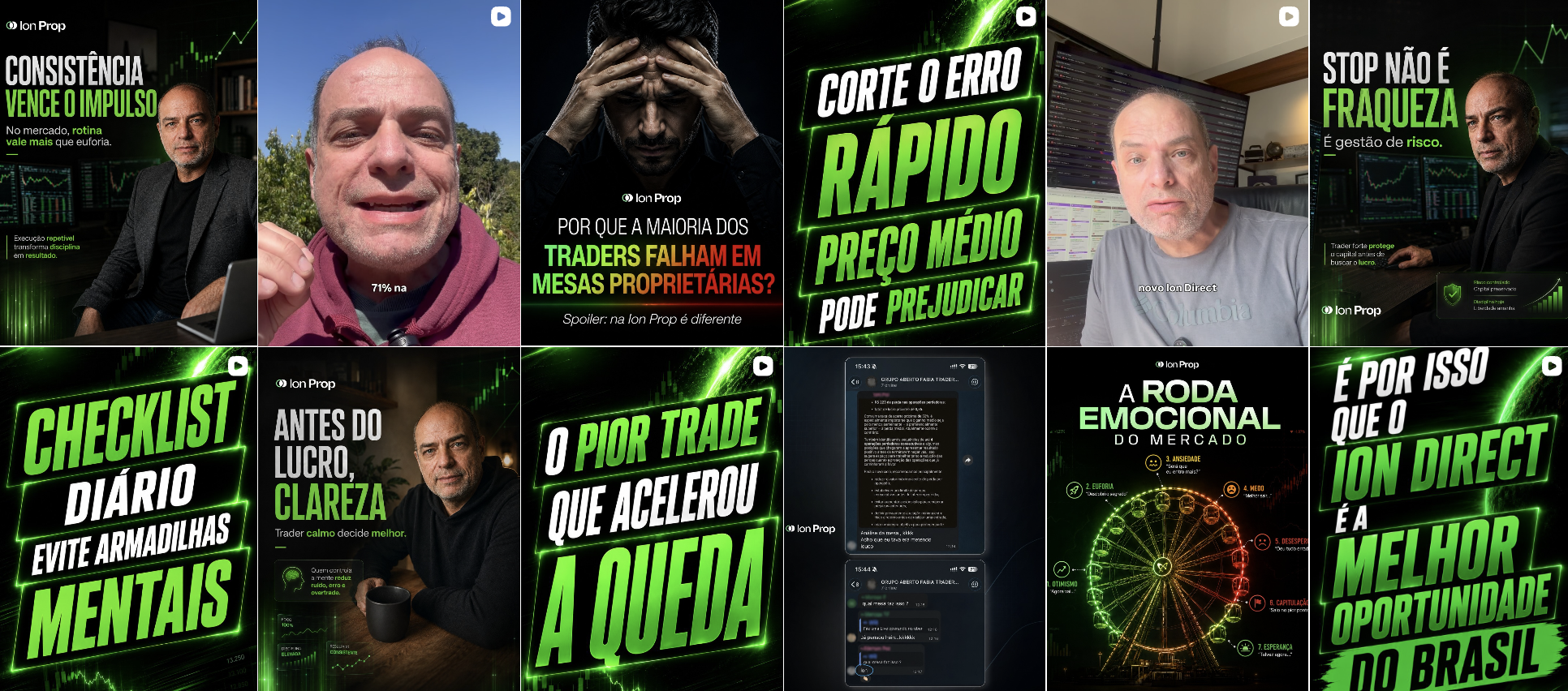 Mosaico de peças de conteúdo publicadas pela ION PROP